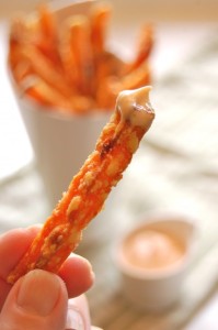 Crispy Sweet Potato Fries & Sriracha Mayo Dip by Karen