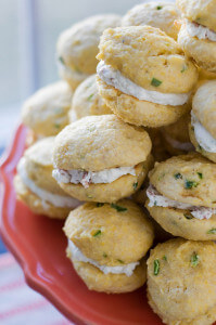 Jalapeño Cornbread Whoopie Pies with Goat Cheese and Bacon Filling by Courtney