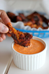 Baked Brown Sugar Chicken Wings with Roasted Red Pepper Cream Sauce by Chung-Ah 