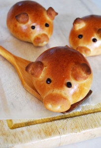 Sausage-Stuffed Piglet Buns by Caroline Zhang