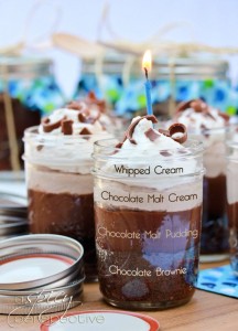 Chocolate Malt Brownie Parfait in a Jar from a Spicy Perspective